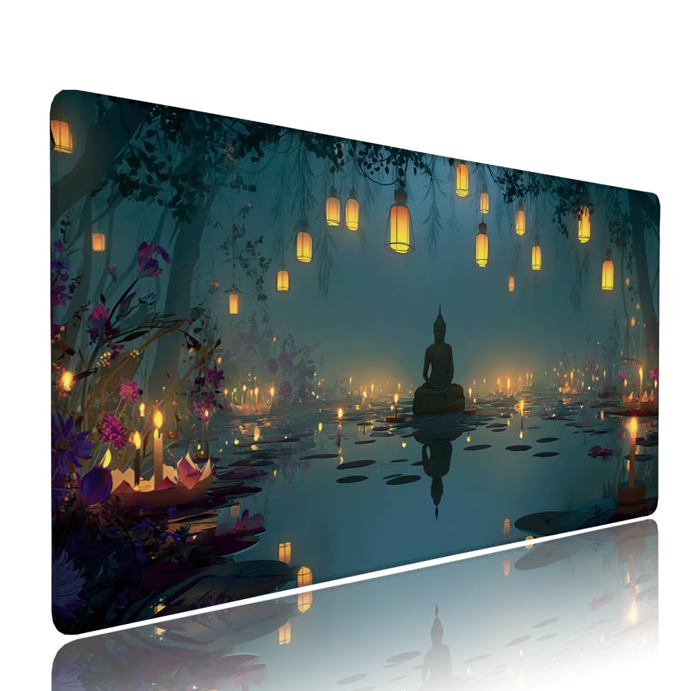 Alfombrilla de Mouse para Juegos, Nero, XXL, Antideslizante, Impermeable, Diseño de Statua di pietra, Extendido, Grande, 1400x600x3mm, para PC, Laptop, Ufficio, Famiglia d-339