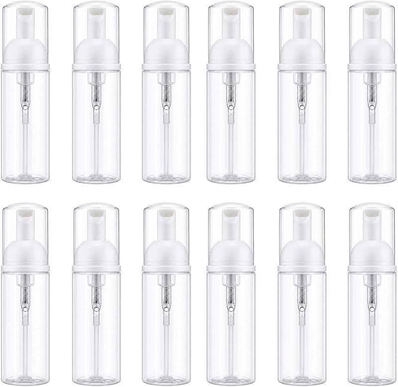 VEIDIA Pacote com 12 Frascos Recarregáveis de Espuma para Viagem, Plástico PET Transparente, 50 mL