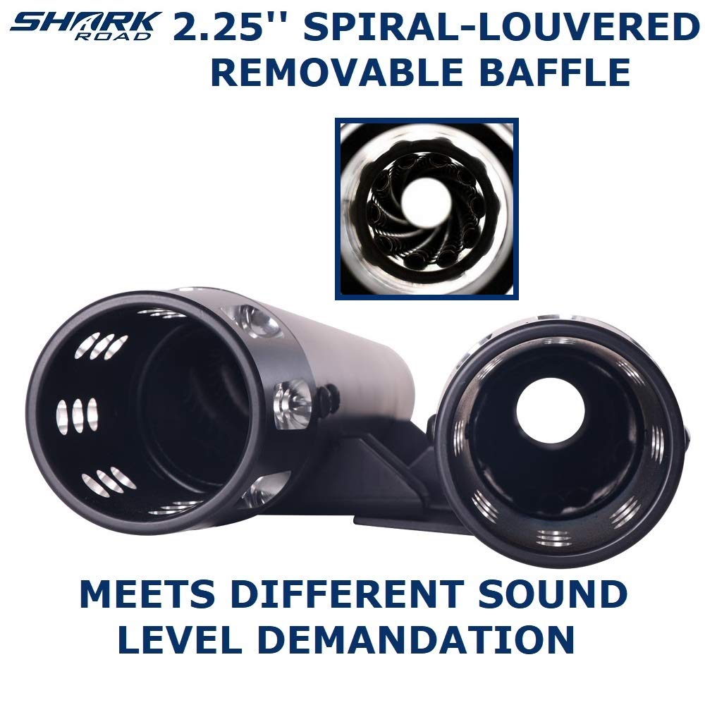 SHARKROAD 3 Inch MiniTorpedo Style Black Slip On Mufflers, Deep Rich