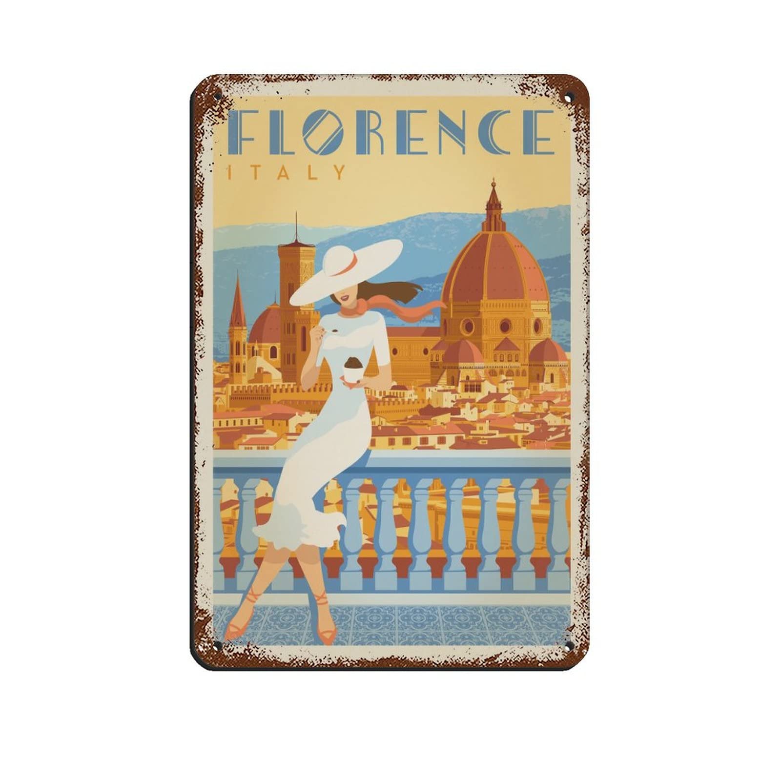 Ekmcl T449 Metal Tin Signs Italy Gelato In Florence Home Kitchen Restaurant Wall Club House Decoration Travel Tin Signs 20 * 30Cm