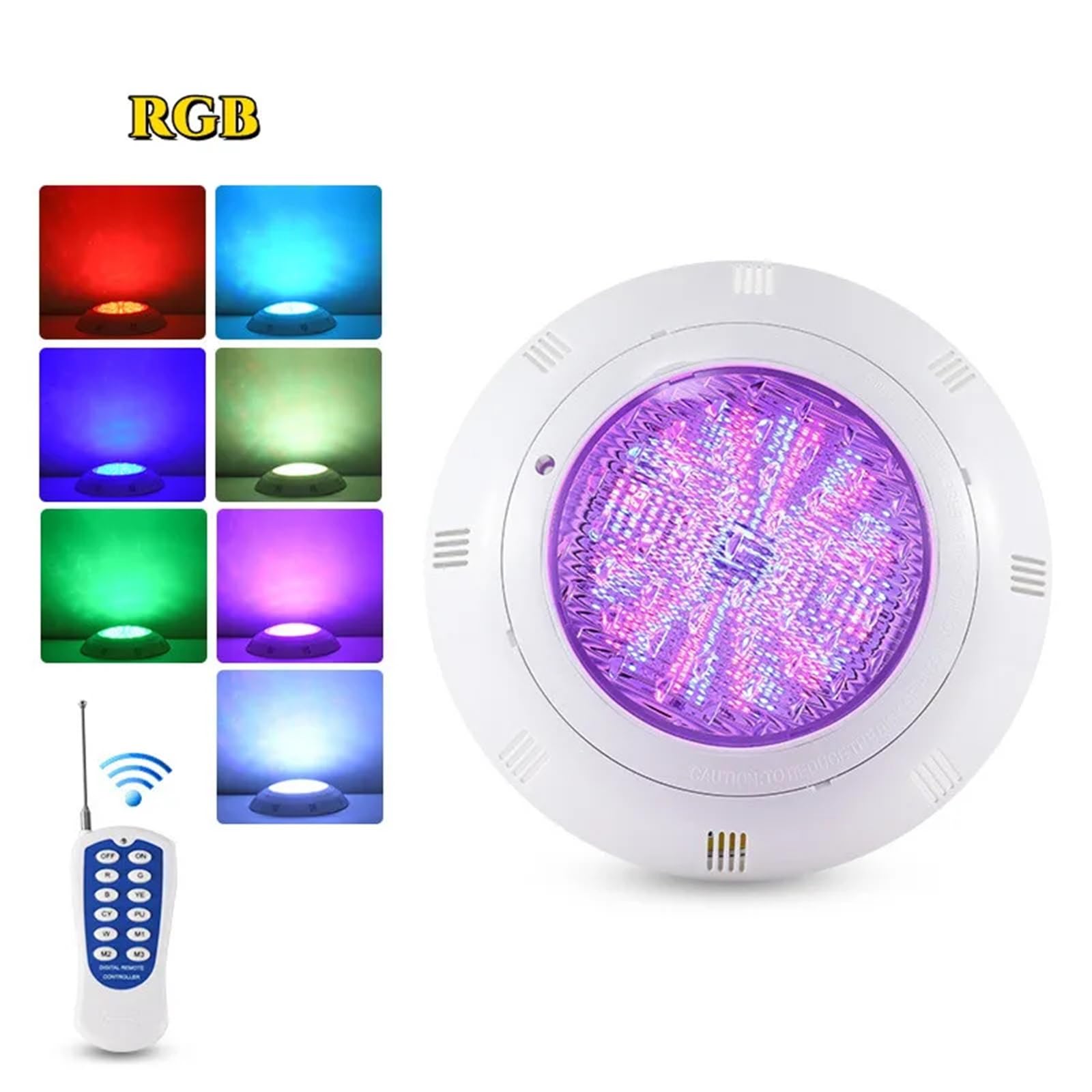 EDEDE Luci Piscina, 12V-ABS Luce Subacquea a LED da Parete IP68 Impermeabile a Sette Colori con Telecomando Illuminazione for Piscina 18W25W35W45W(Blauw,24W)