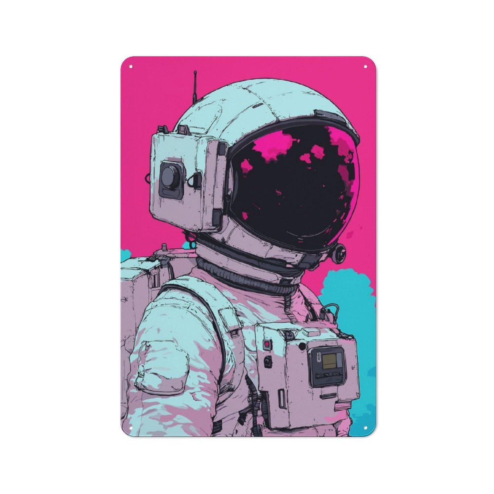 Junmoney Astronaut Vector 30X20cm Rustic Metal Sign With For Guest Room Or Hallway, For Vintage Wall Decor Fans, For Metal Sign Collectors