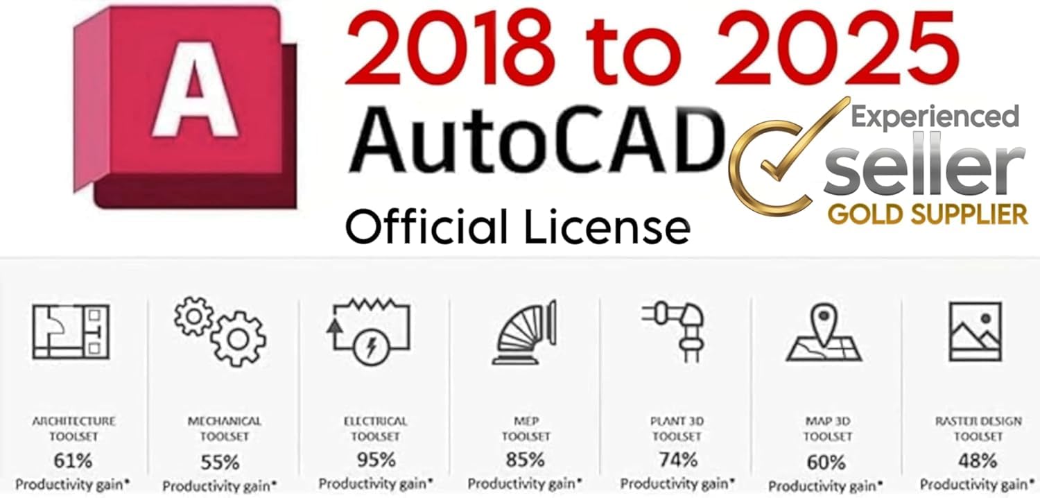 AutoCAD Software (3 Jahre + 3 Geräte offizielle Lizenz) (Für alle Geräte Windows, MacOS, Android iPAD) Originallizenz (2018 bis 2025) 3 Benutzer gleichzeitig, 3 JAHRE GÜLTIGKEIT