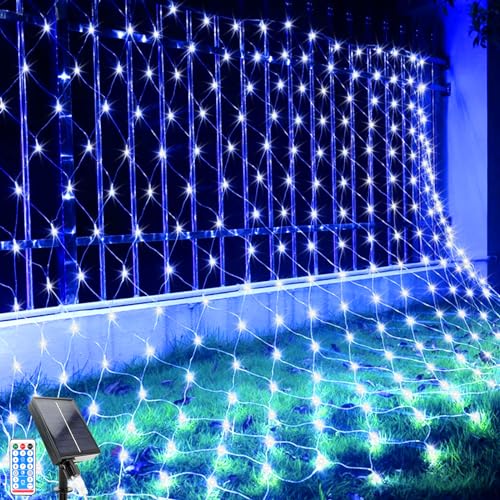 GHONLZIN LED Solaire Guirlande Lumineuse, 2x3M Guirlande Lumineuse Filet, 192 LEDs 8 Modes Étanche Extérieure Maille Lumineuse avec Télécommandée pour...