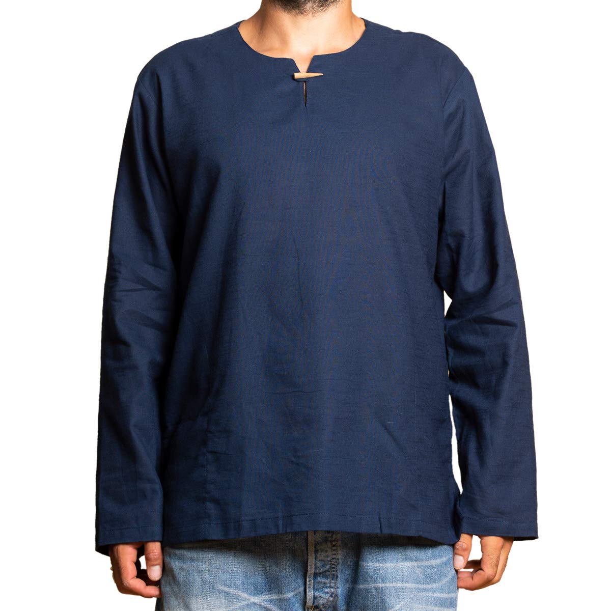 Panasiam Men's Blue Shirt T01, Cotton, M, Longsleeve