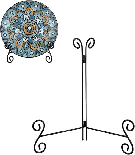 Soportes de placa para exhibición, soporte de caballete de 10 pulgadas para placa de decoración, 1 paquete de soporte de placa de metal negro para