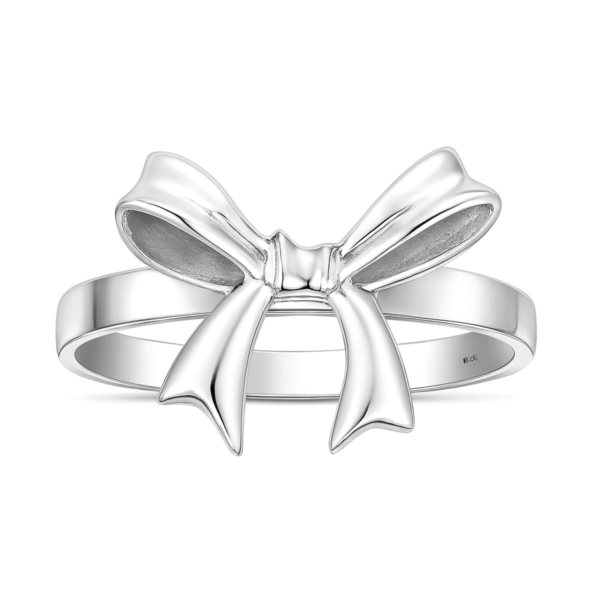 AeraVida .925 Sterling Silver Ribbon Bow Knot Ring for Women | Delicate Silver Band Promise Ring | Waterproof Jewelry Gift for Wedding, Anniversary, or Everyday Wear | Sizes 6-10