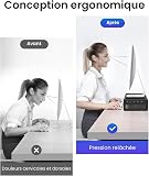 Vaydeer Support de Moniteur Double avec Charge sans Fil et 4 Hub USB Ports en Aluminium pour 2 écrans, Métal Support Supporte jusqu'à 32 Pouces pour Ordinateur, Ordinateur Portable - Noir - 3