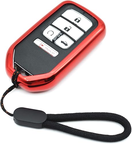 Compatible con Honda Accord Civic Odyssey Passport Pilot Clarity Crosstour CRV CRZ Fit HR-V Insight Ridgeline Funda roja TPU Funda para llavero