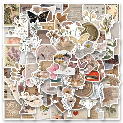 Vintage Aesthetic Stickers 120Pcs Cute Retro Journaling Scrapbooking Stickers Pack for Adult Women Teen Grils Waterproof Vinyl Decals for Water Bottle Laptop Computer Phone Case