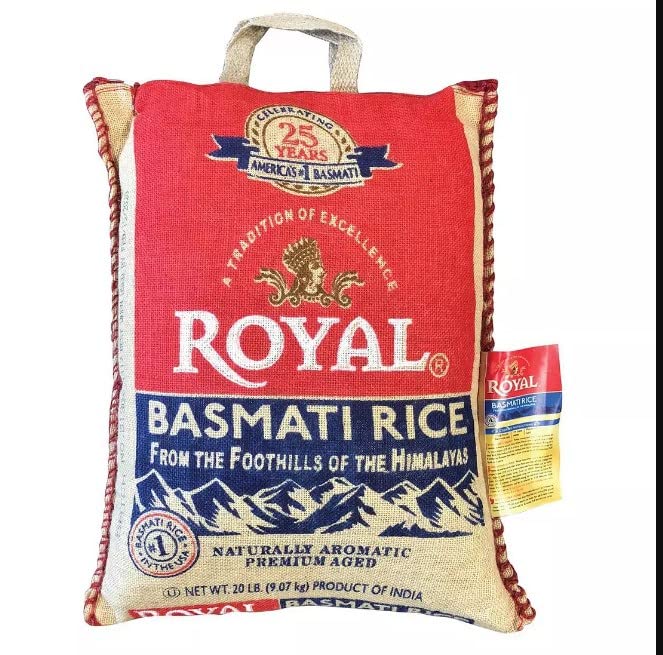 Royal Basmati Premium Aged Basmati Rice, 20 lbs Naturally