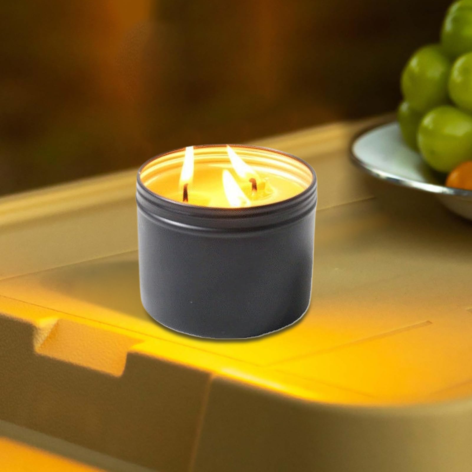 di sopravvivenza - Candela da campeggio con vaso, lampada a 3 stoppini a combustione lunga durata di 36 ore per illuminazione di emergenza, preparazione di sopravvivenza, avventure all'aperto
