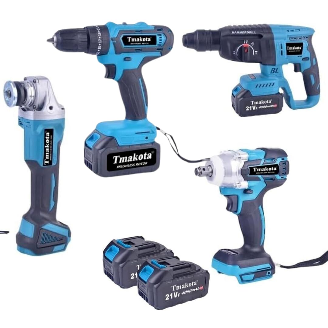 KIT 4 IN1 TASSELLATORE+TRAPANO IMPULSI +TRAPANO AVVITATORE 68V BRUSHLES+SMERIGL