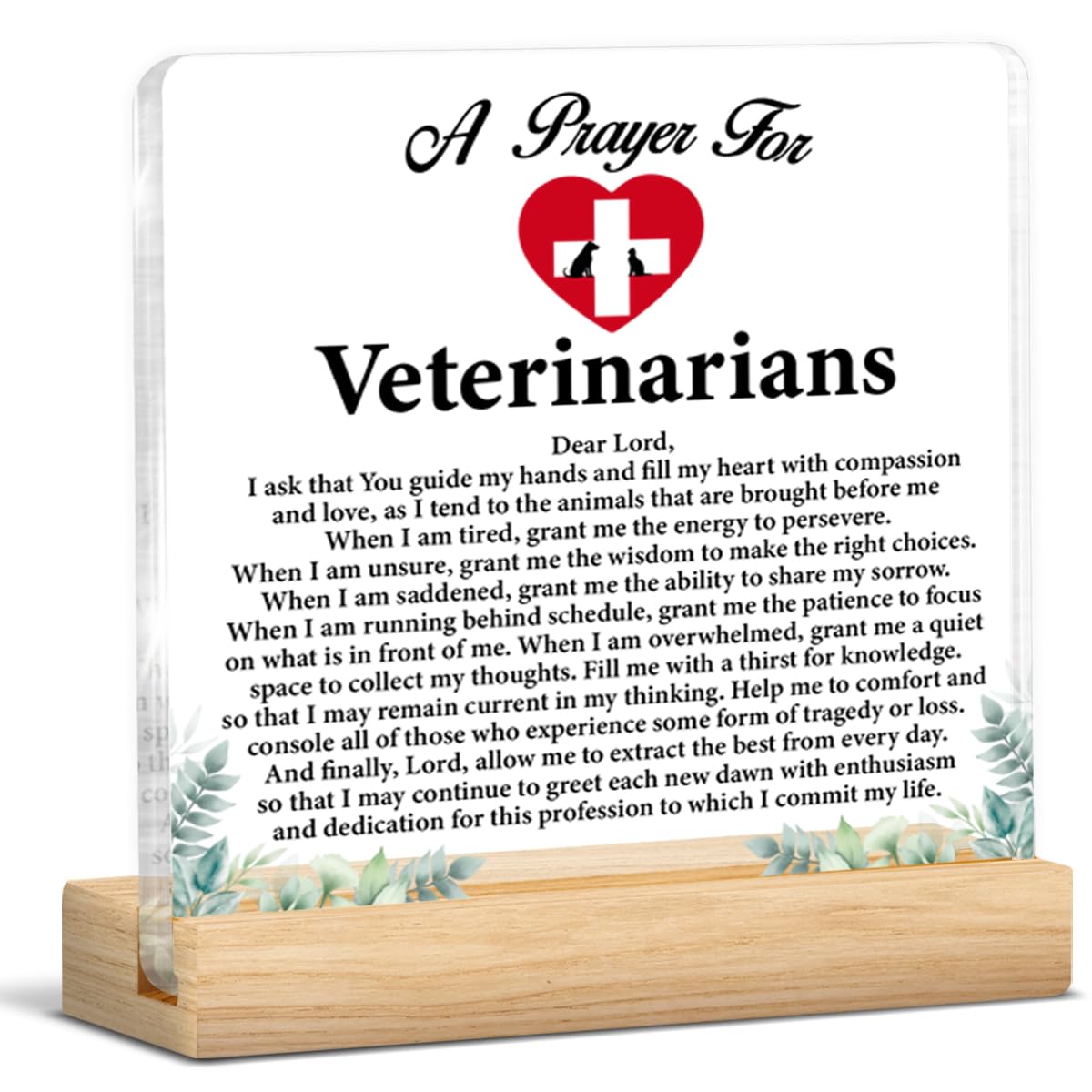 Veterinary Gifts for Women Men, Christian Veterinarian Prayer Clear Acrylic Sign, Vet Veterinary Receptionist Veterinary Technician Week Gifts for Office Desk Decor 4×4 Inch