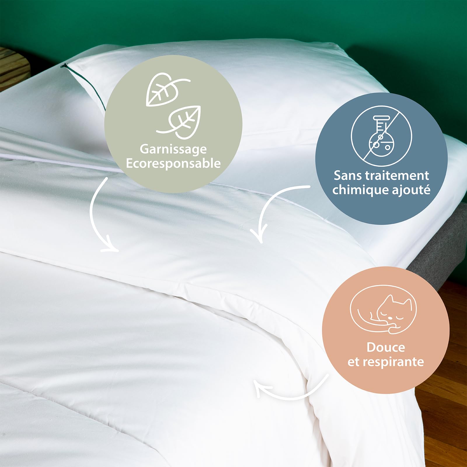 Kadolis - Couette Enfant 4 Saisons 140x200 cm Tencel™ Coton Bio - Hawi | Couette 4 saisons pour lit 1 personne - 300gr/m2 - douce et respirante - certifiée OEKO-TEX®