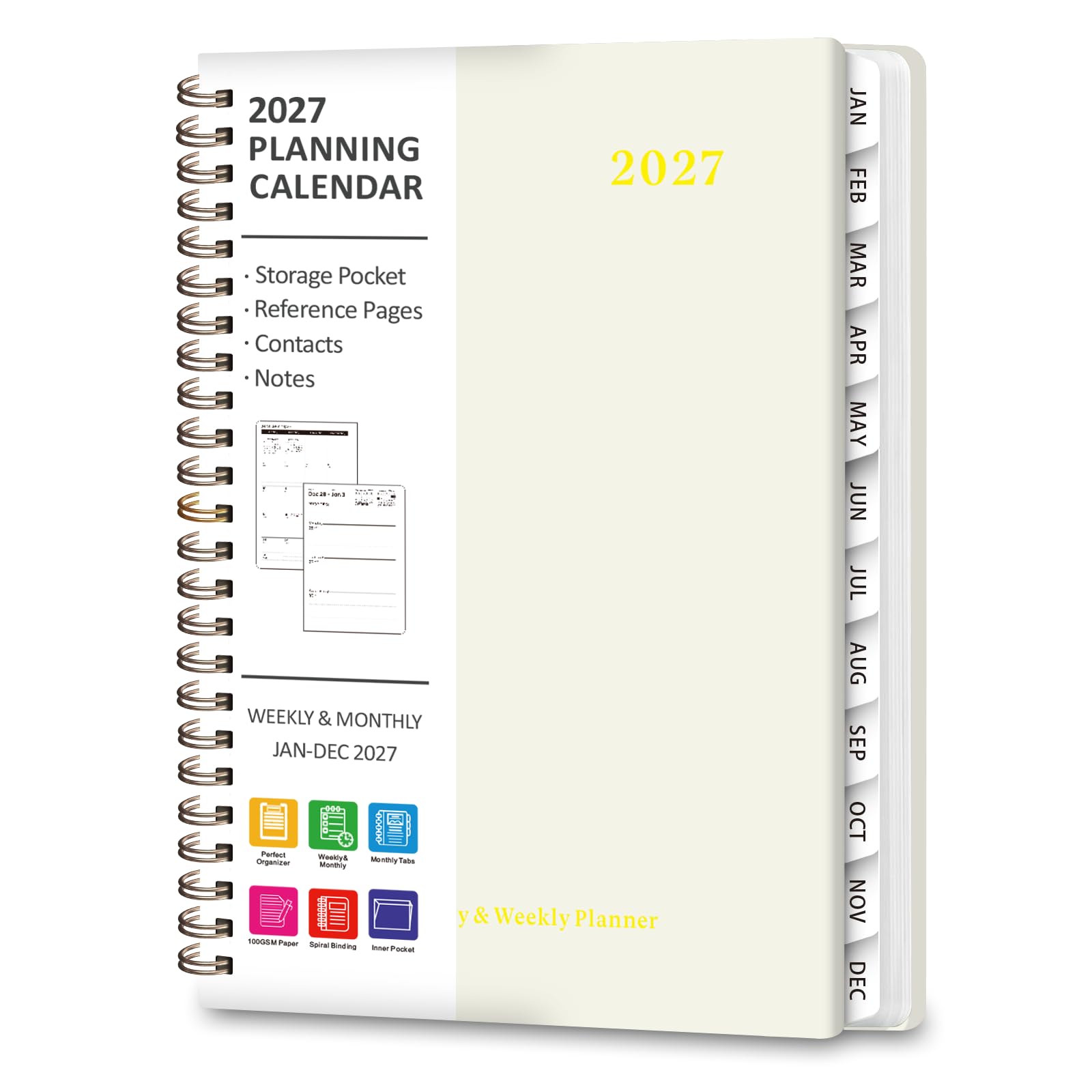 2027 Planner, Weekly and Monthly Calendar Planner Book, A5(6.3'' x 8.5'')