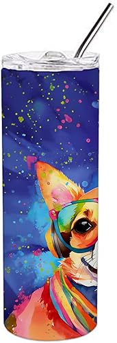 Miniatura 8 de Caroline's Treasures Siberian Husky Hippie Dawg - Vaso delgado de acero inoxidable al vacío de doble pared reutilizable, vaso aislado para café,