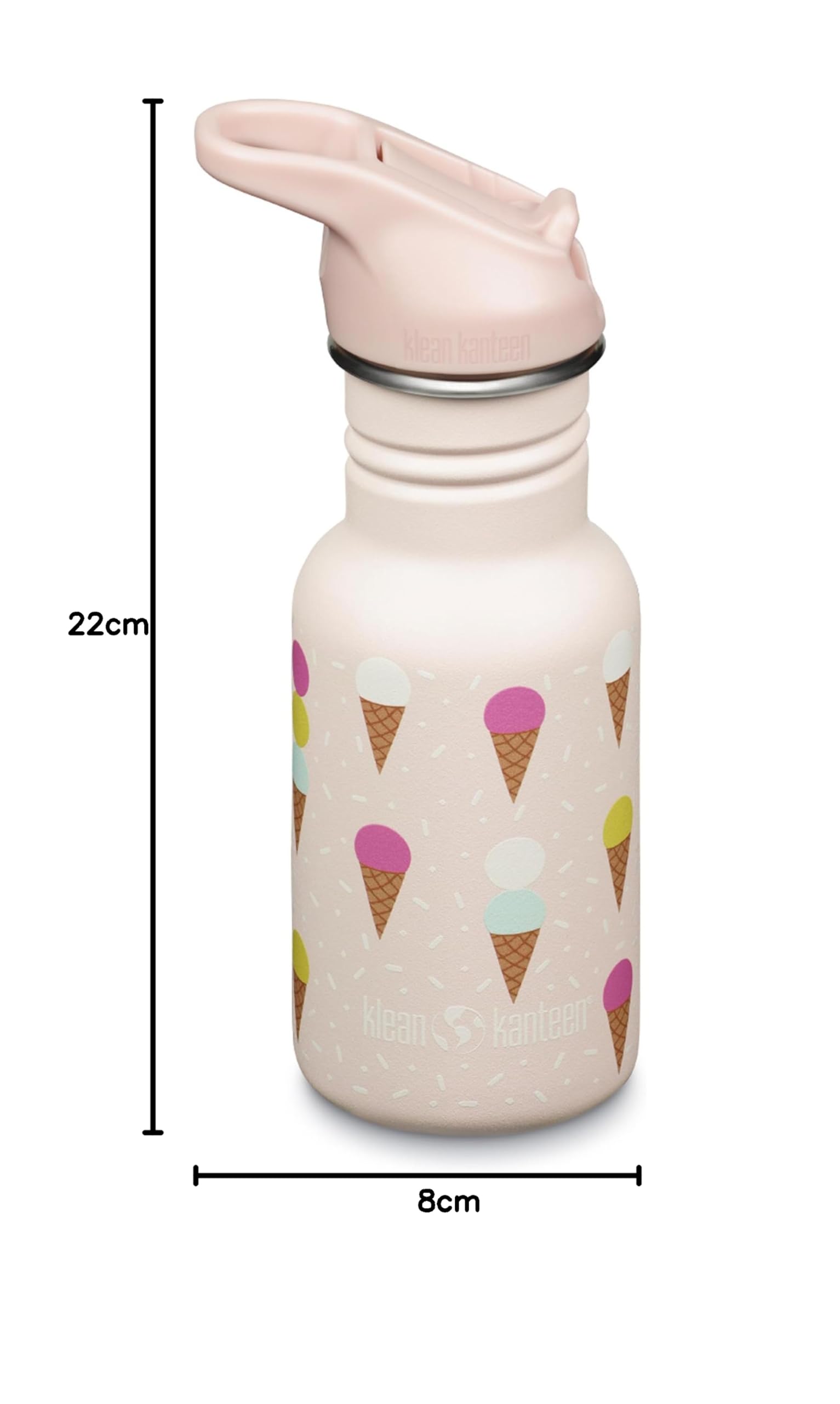 Klean Kanteen Fahrrad Trinkflaschen Classic Narrow (Flip Sport) mit Trinkverschluss aus Edelstahl in der Farbe Pink mit einem Volumen von 355 ml, 1011208
