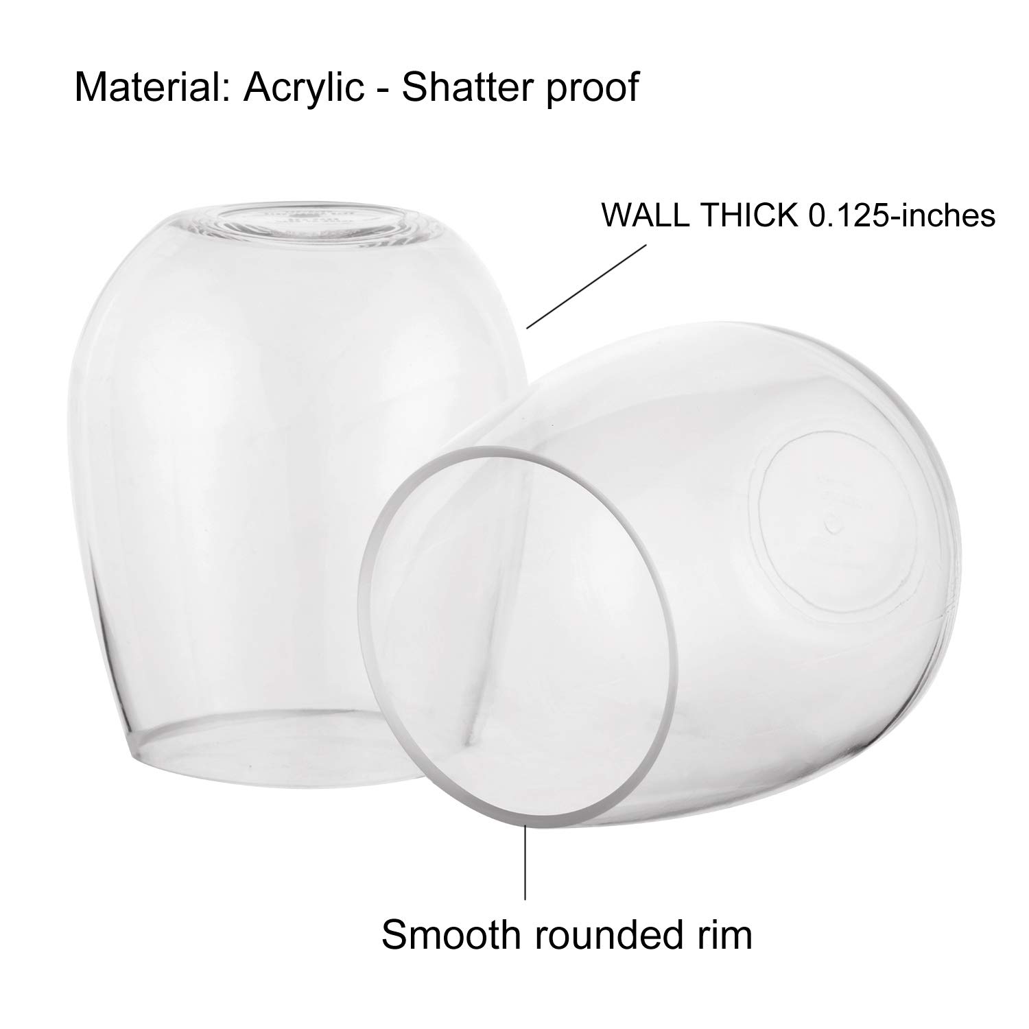 XINGUO PLASTIC Weingläser ohne Stiel, ca. 500 ml, transparent, unzerbrechlich, spülmaschinenfest, BPA-frei, 8 Stück