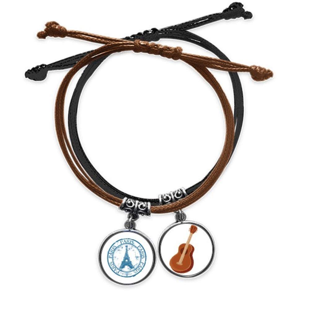 Pulsera de cuerda de París Francia Torre Eiffel cadena de mano de cuero 3