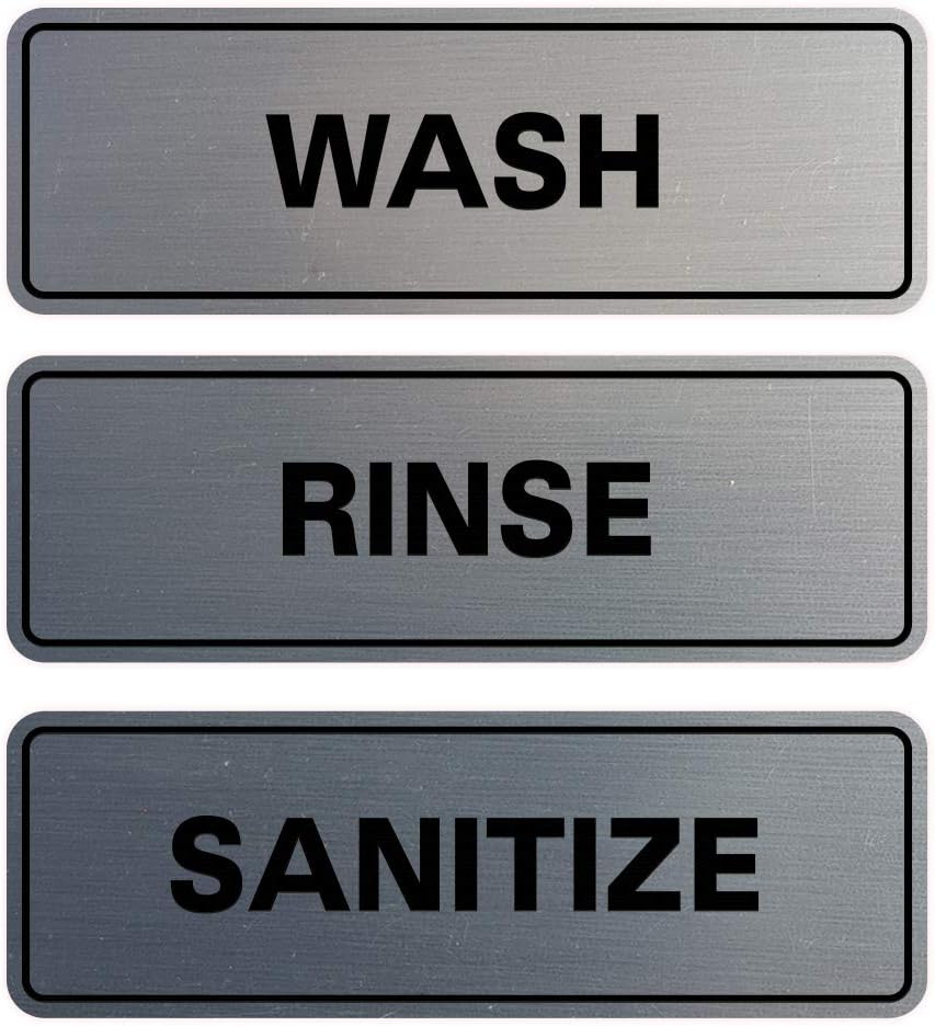 All Quality Standard WASH RINSE SANITIZE Sign (3Pack) 3