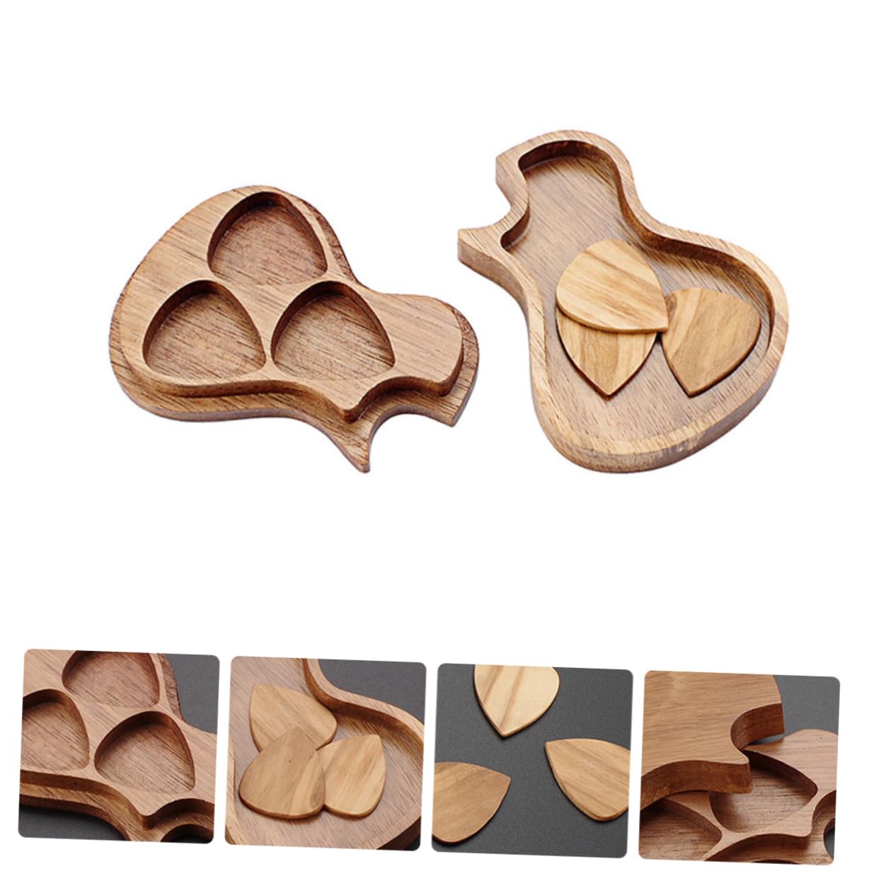 Kisangel 2 Ensembles Set de Médiators Bois avec Support Pratique pour Guitare Accessoires