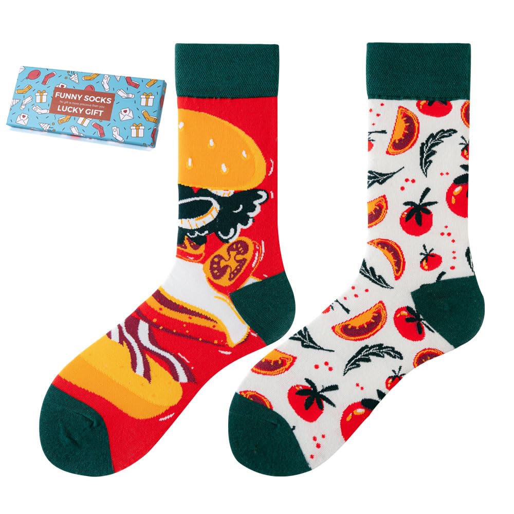 Calcetines Divertidos Unisex para Mujer y Hombre con Diseños Asimétricos en Par - Temas Animales, Comida, Fruta, Deporte y Arte en Algodón - Ideal para Regalos — view 119