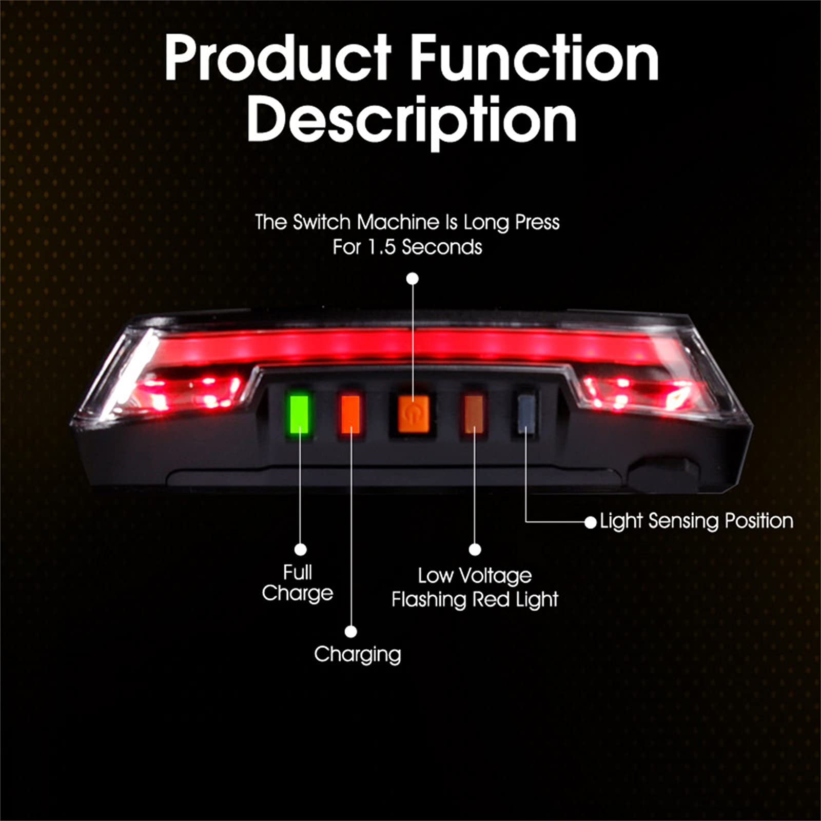 Feu Arrière de Vélo Intelligent Clignotant à Distance sans Fil VTT Vélo de Route LED USB Rechargeable Étanche Vélo Lampe de Sécurité