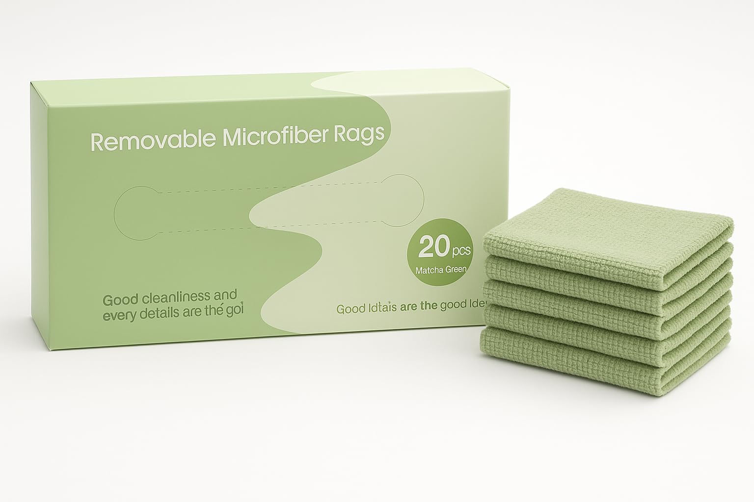 DR.VS 20-Pack Premium Removable Microfiber Cleaning Rags - Matcha Green, Reusable Washable Absorbent Cloths for Kitchen, Car, and Streak-Free Glass. (Green Pack of 1(20 Sheets))-image-39
