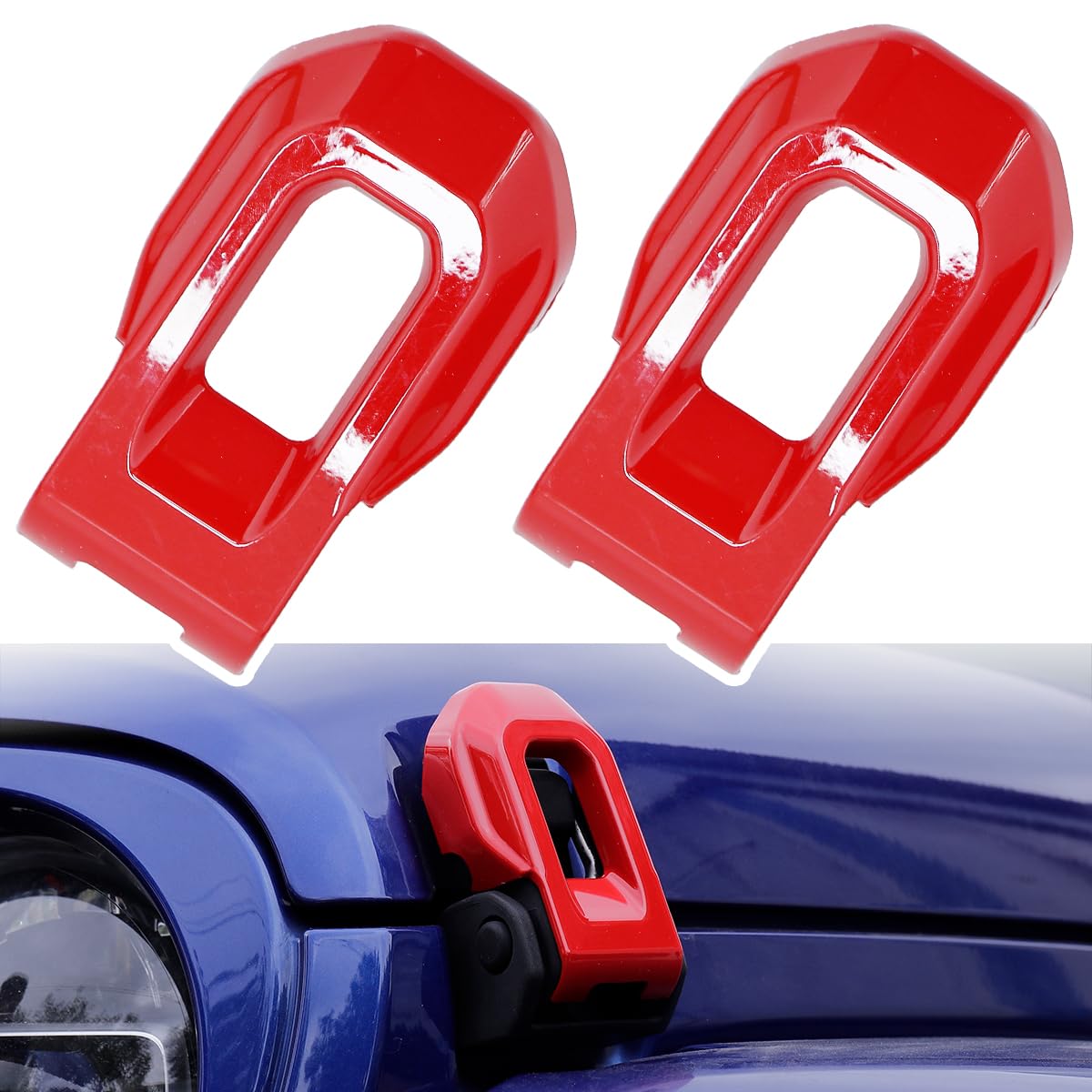 Barong for Jeep Wrangler JL JLU Unlimited Sport Sahara Freedom Rubicon 2018-2024 for Gladiator JT 2-Door and 4-Door2020-2024 Accessories Hood Latch Lock Catch Brackets Cover?Red?
