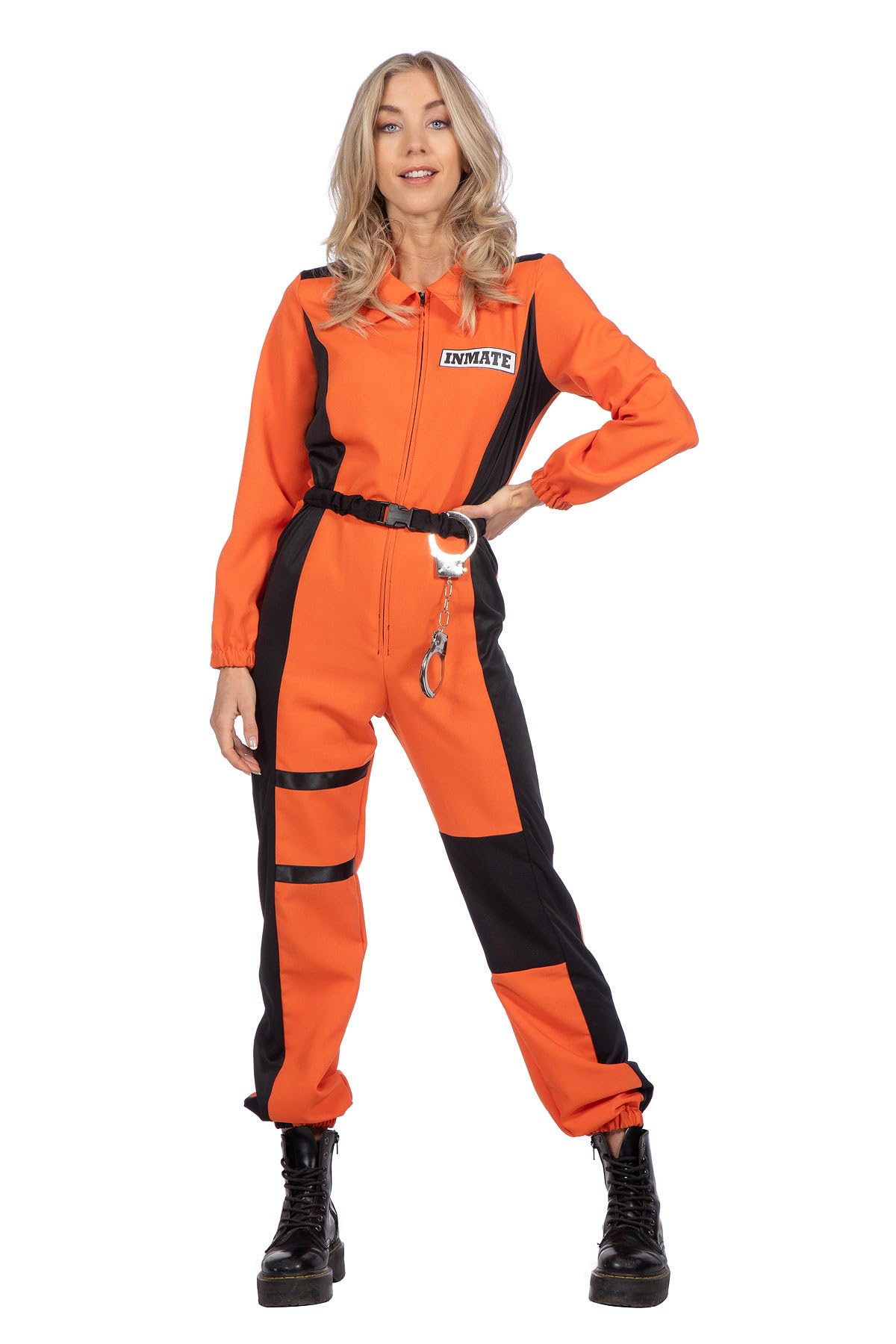 WILBERS & WILBERS 4702 Prison Jumpsuit for Women Onesie, Orange, Costume Prisoner for Carnival Theme Party