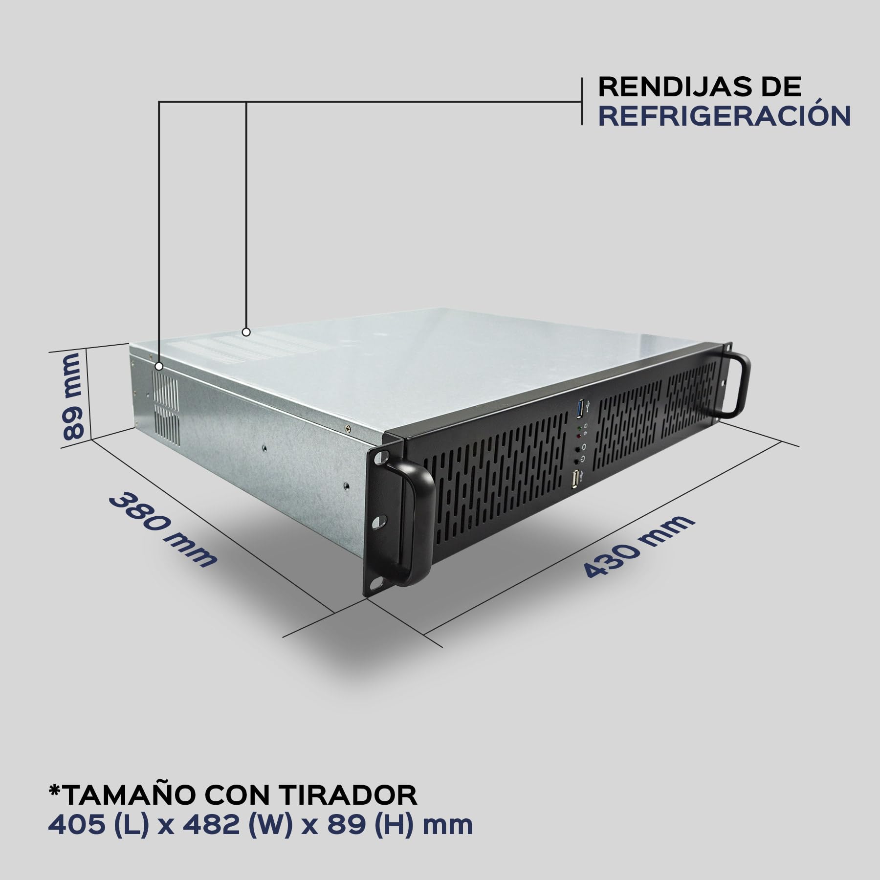 UNYKAch 2128 19 2U Rack Gehäuse Schwarz, Silber (Ablage, Server, SGCC, Micro-ATX, 1 mm)