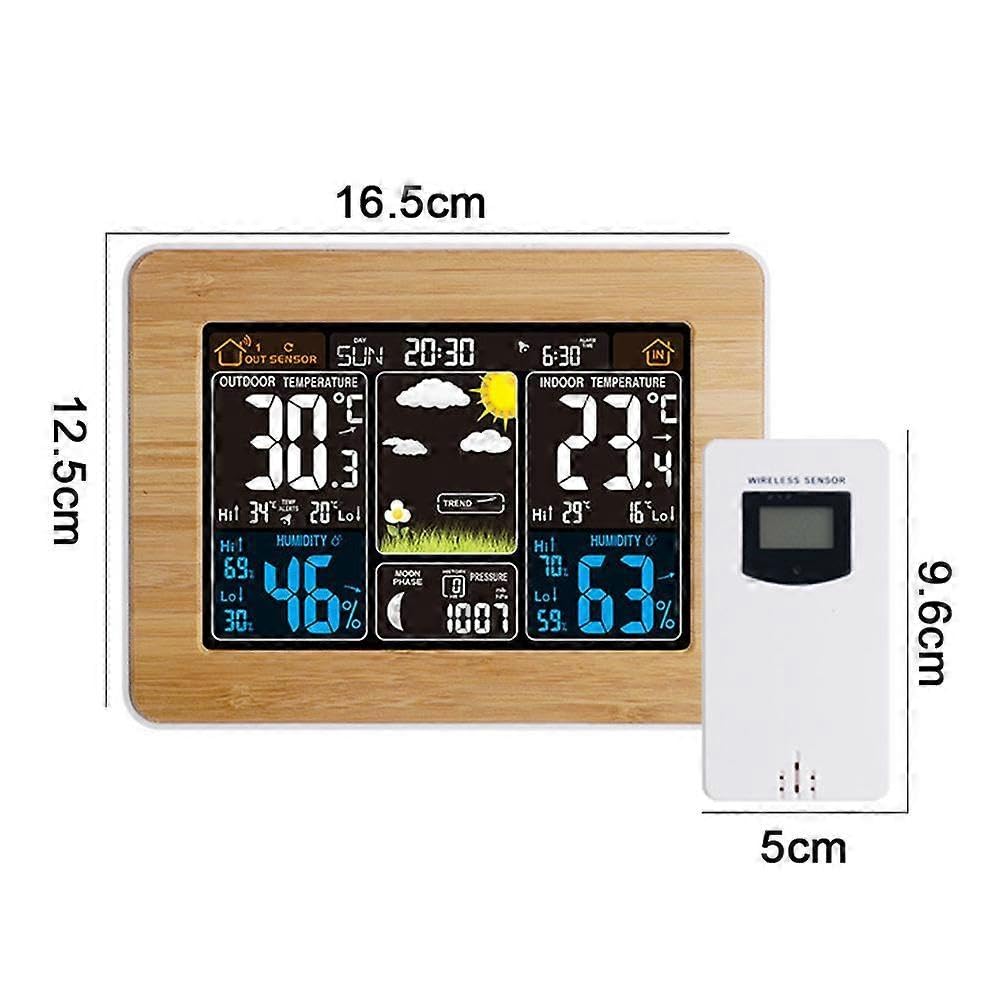 QQDD USB sveglia elettronica schermo a colori previsioni meteo orologio meteo wireless calendario perpetuo