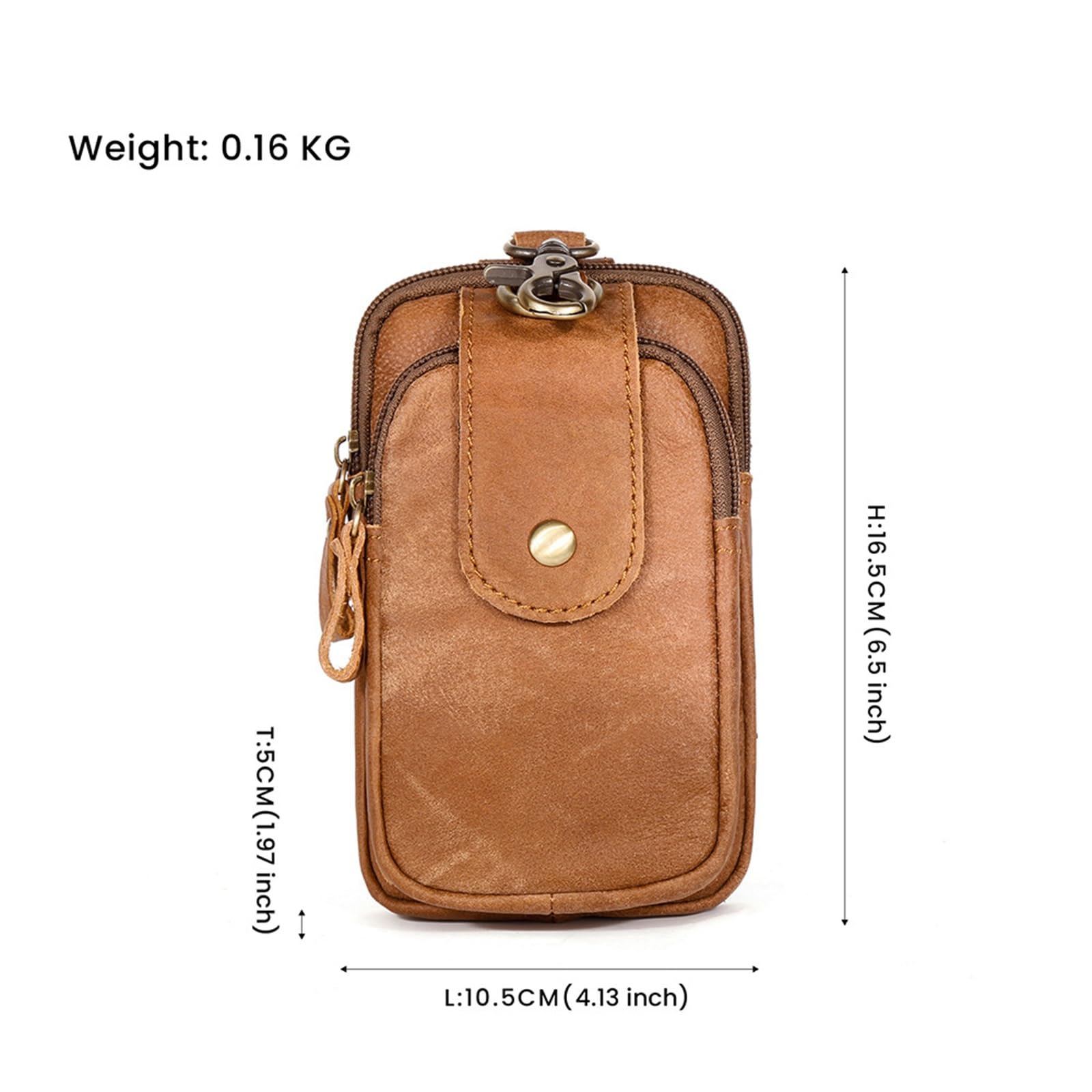 Handy-Gürteltasche Tragen Sie Gürtel Taille hängende Herren Gürteltasche Ledertasche für Den Täglichen Gebrauch(Braun)