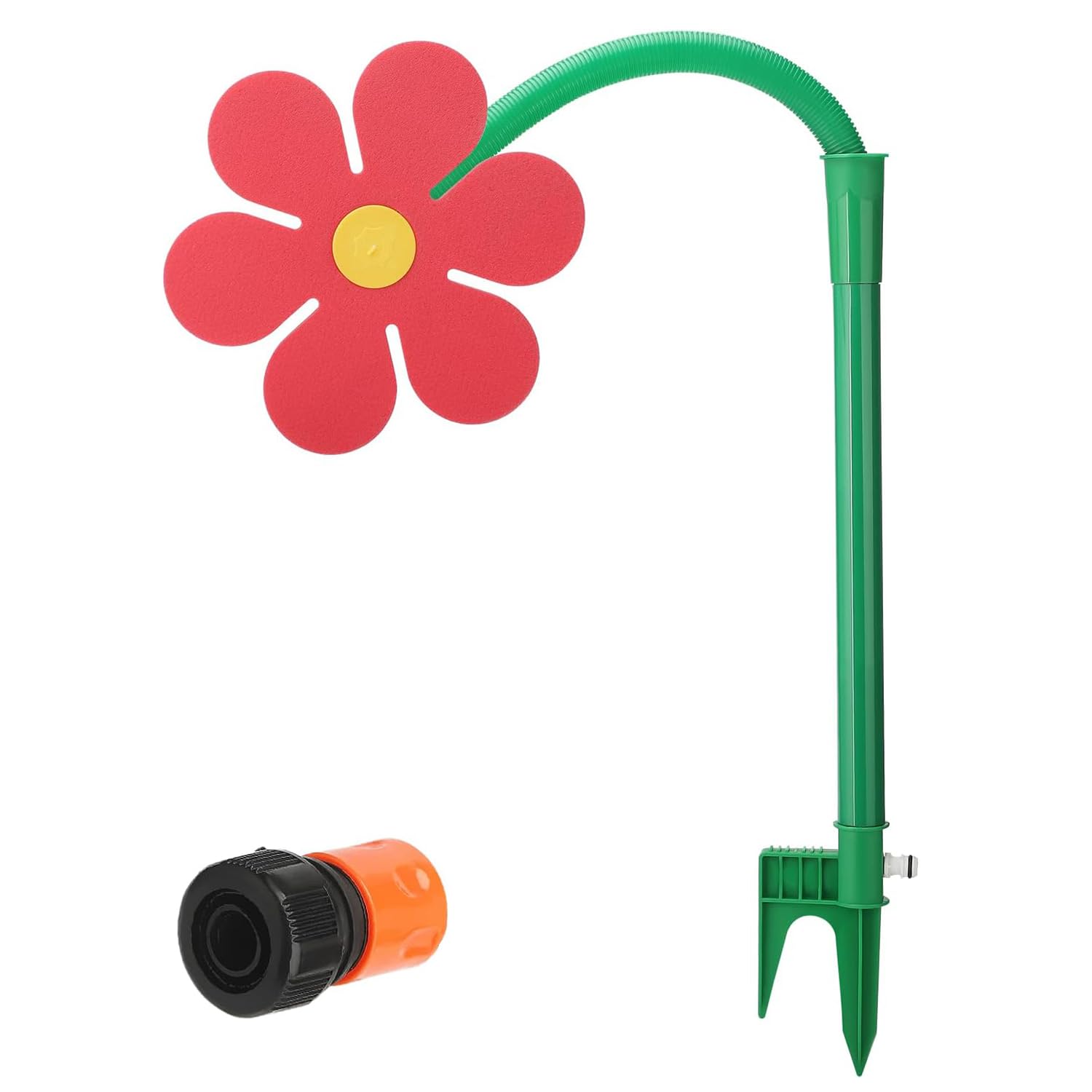 Crazy Daisy Sprinkler - 720° Rotating Dancing Crazy Daisy Water Sprinkler with 1/2'' Adapter for Lawn Garden,Flower Water Sprinklers for Dogs Outdoor Play, Irrigation Tool for Yard Watering (Red)