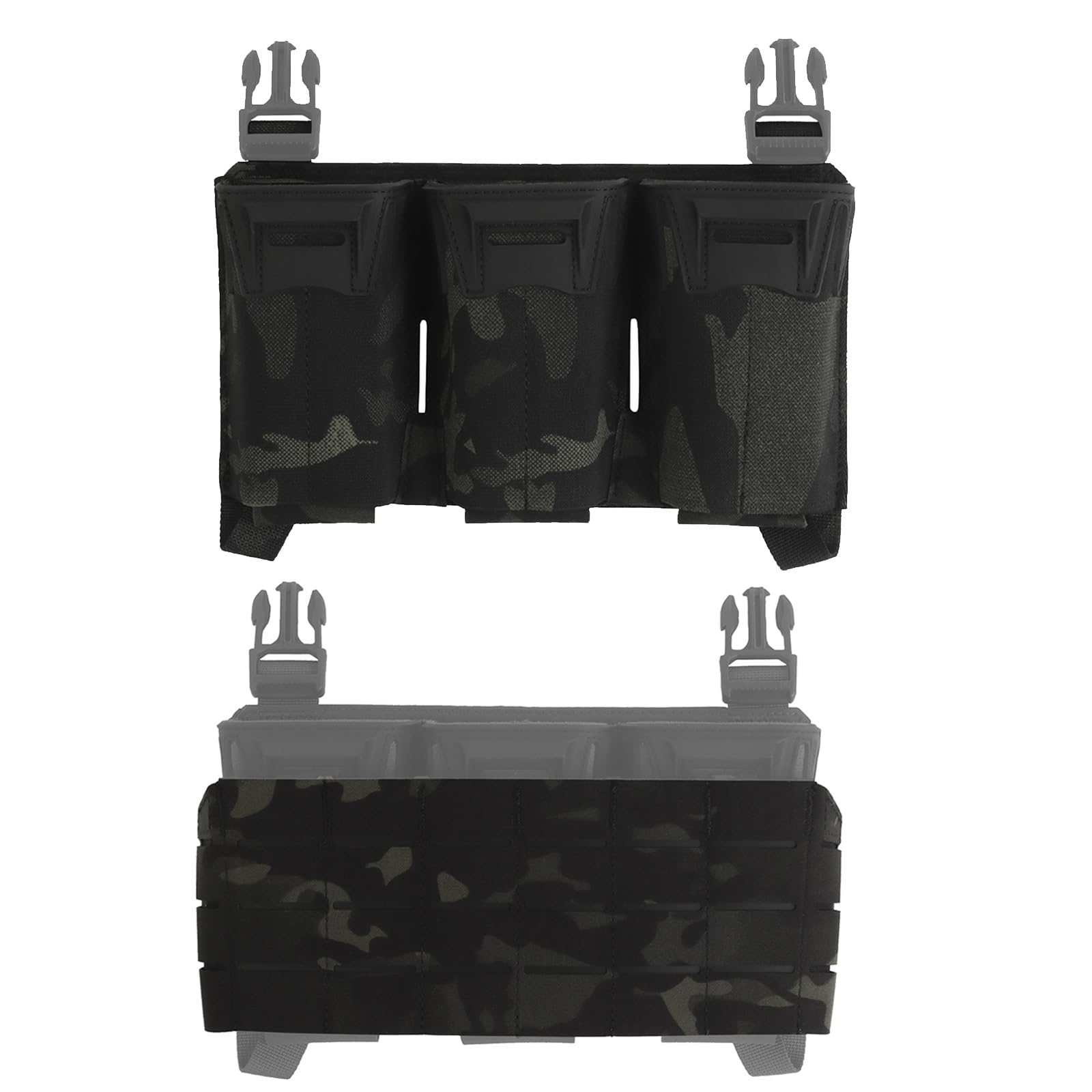 Taktyczna Kieszeń Administracyjna Z Trzema Kieszeniami Na Magazynki, Adapterem Molle Do Płyt Montażowych Do Akcesoriów Myśliwskich Airsoft Military(Gray)