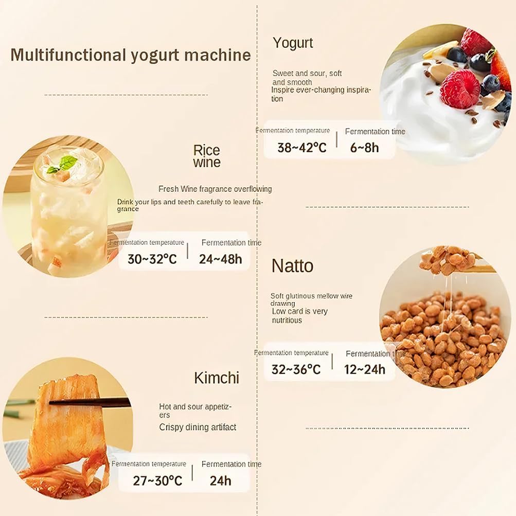 Stainless Steel Yogurt Maker with Digital Control, Multi-Function Fermentation Machine, 9 Large Glass Cups, Perfect for Healthy Homemade Yogurt & Desserts