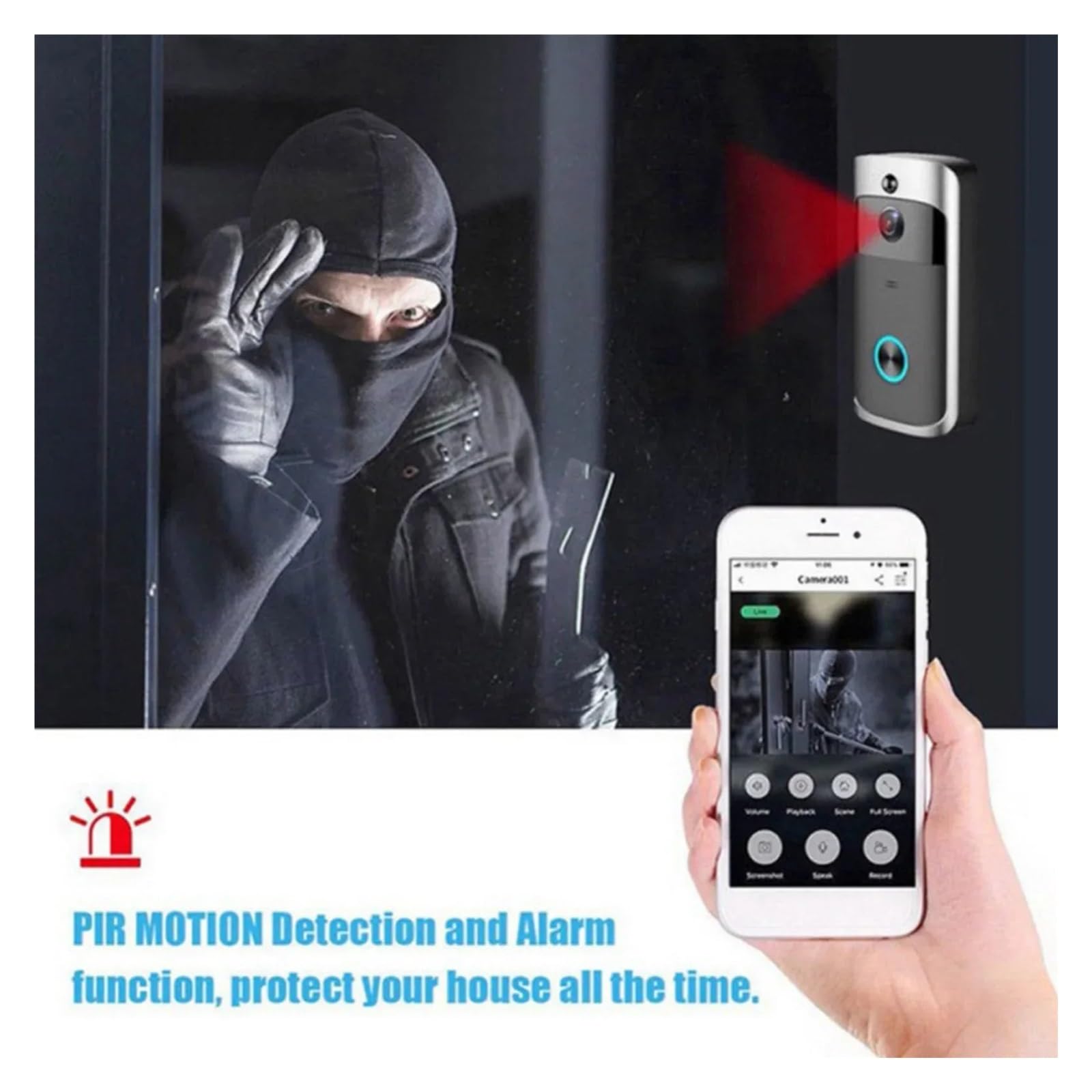 Timbre Inteligente Inalámbrico con Visión Nocturna, 720P HD, For Interiores, Cancelación De Ruido, Equipo Seguridad For El Hogar Audio Bidireccional