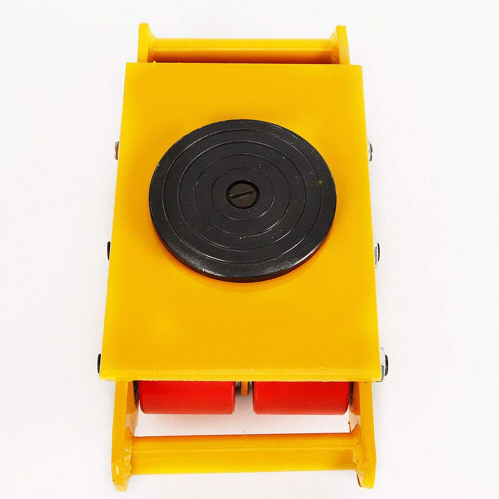 Futchoy Suspensión de transporte, ruedas blindadas, giro de 360°, ruedas de transporte pesadas, industrial para mover objetos grandes y pesados, color amarillo