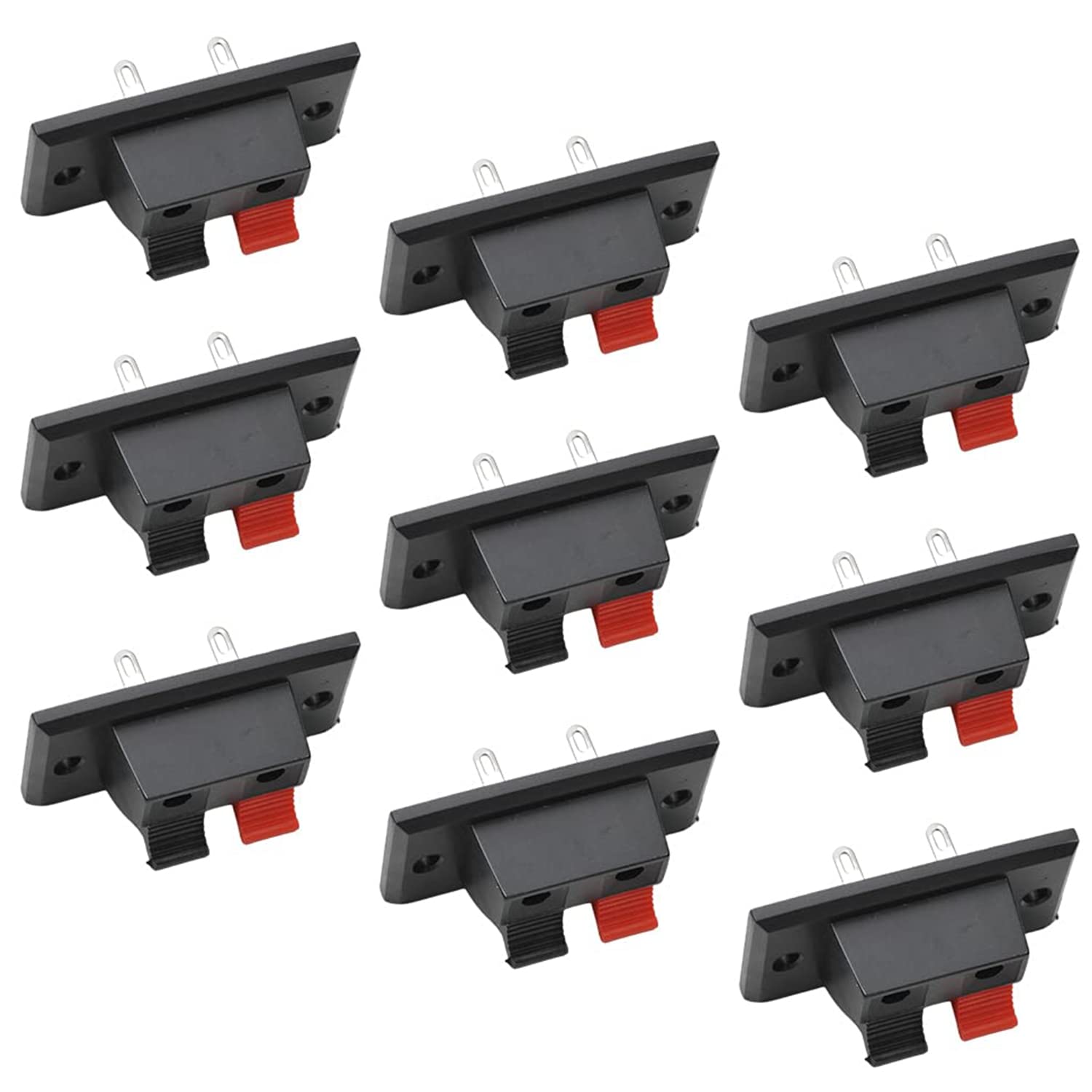 Jutagoss Stereo Speaker Terminal Connectors Terminal Strip Block 2 Way 100V Spring Clips Jointing Clamp Test Clip Push Release Connector 40PCS