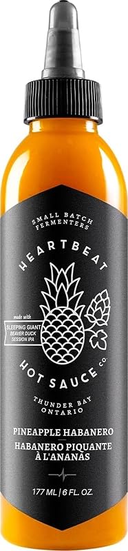 Heartbeat Hot Sauce Co. - Pineapple Habanero Medium Heat 6 oz - 1 Pack | All Natural Gourmet Hot Sauce - Traditional Fermented Small Batch Craft Hotsauce (Medium Heat 6 oz - 1 Pack)