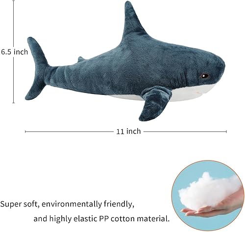 Miniatura 3 de MUPI Lindas almohadas de peluche de tiburón de 11 pulgadas, lindos cojines de felpa de algodón suave, muñecos de animales del mar del océano,