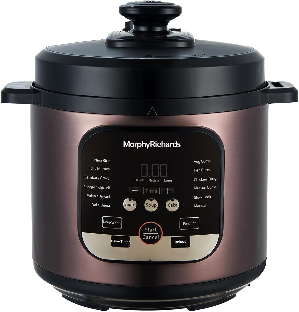 WizPot 6 Litres 1000W Electric Pressure Cooker| 14-Preset Menu| Digital Display| Saves upto 70% Cooking Time| Customised Preset for Indian Cooking| Automatic Shut-Off| Metallic Brown