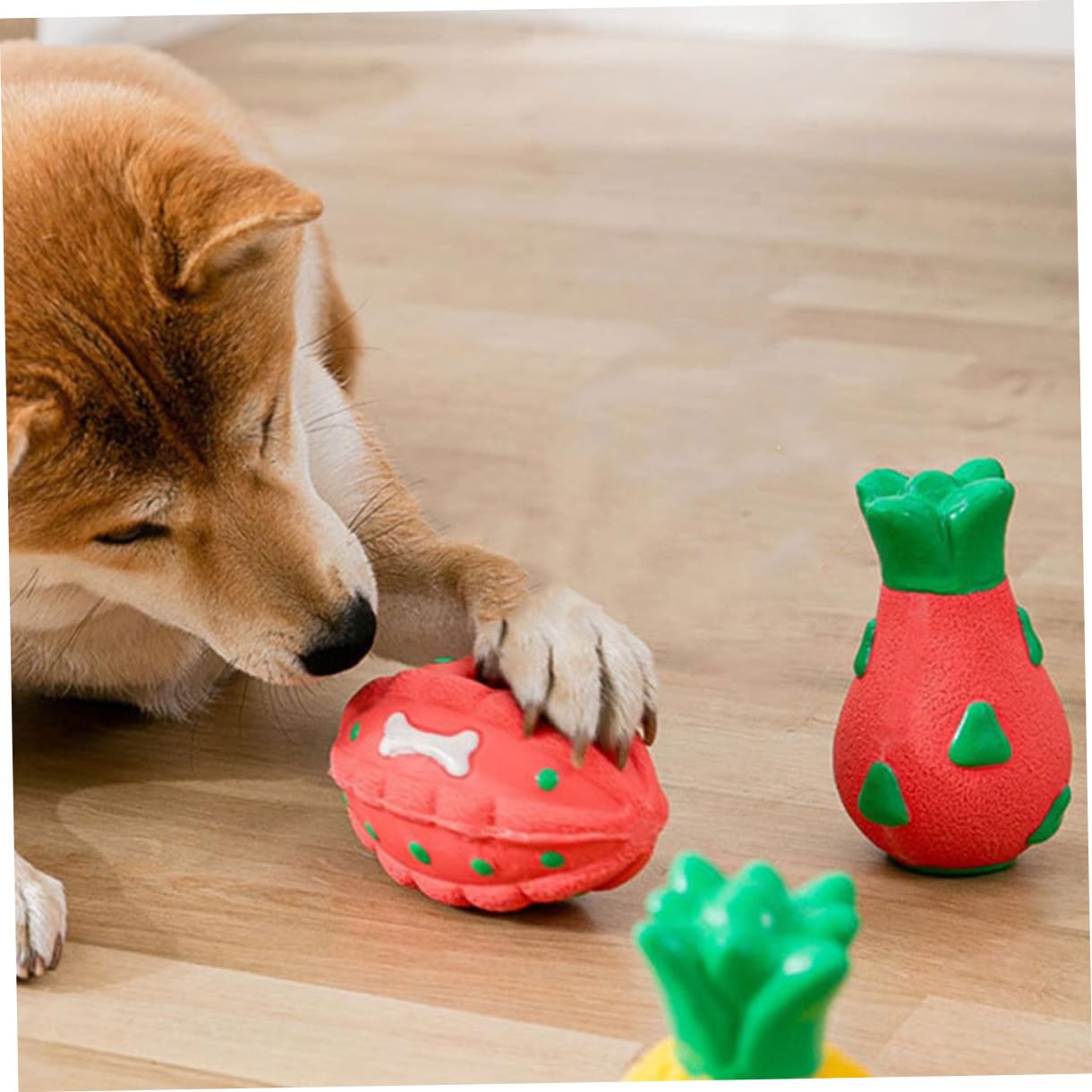 FRCOLOR 5stücke Interaktives Gummispielzeug Für Hunde Lustiges Obst-kauspielzeug Für Welpen Und Kleine Hunde Strapazierfähig Und Geräuschlos Fördert Die Zahnpflege Und Sorgt Für