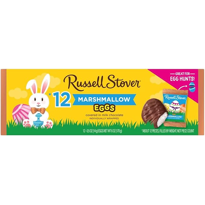 Russell Stover Marshmallow Eggs Covered in Milk Chocolate