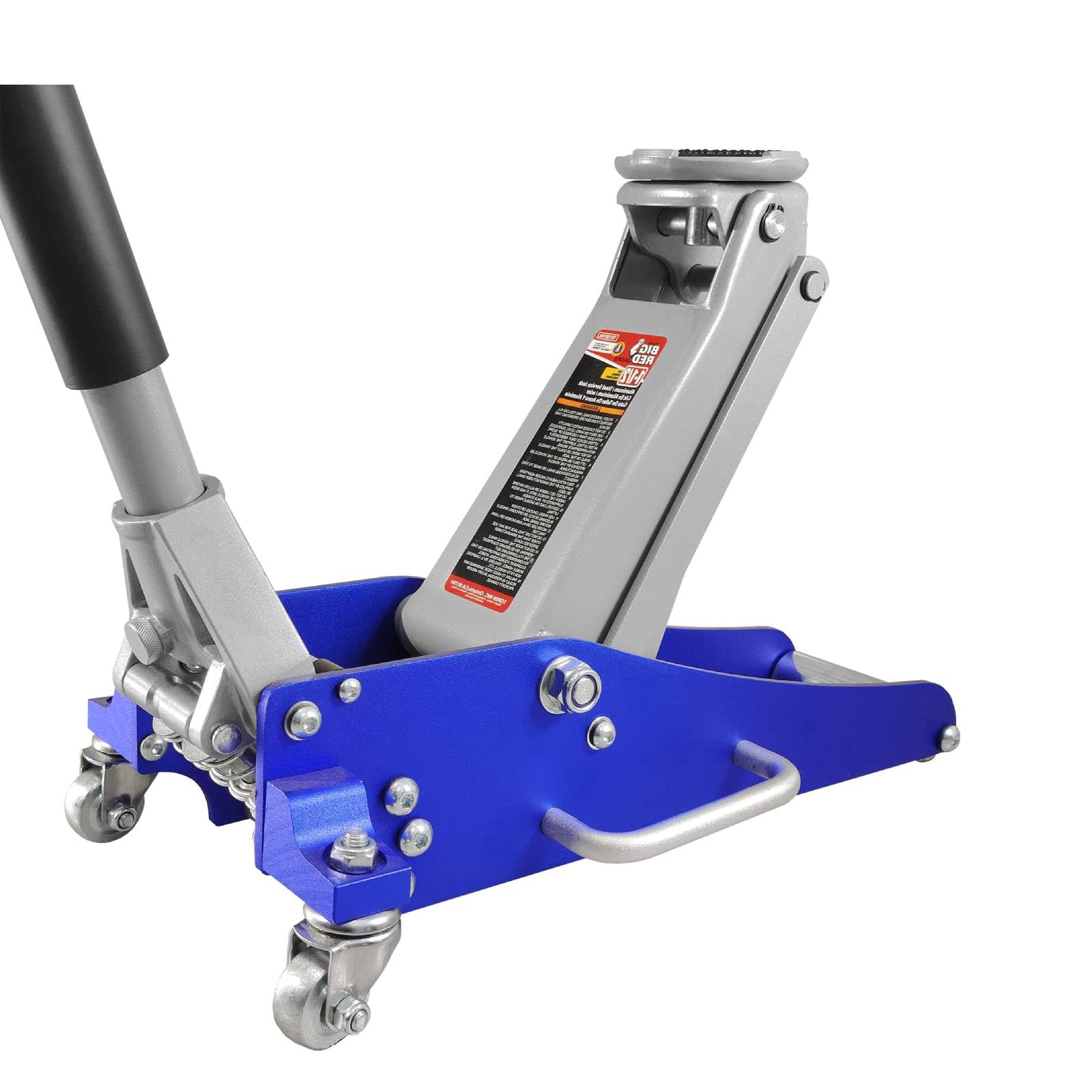 BIG RED T815016L-1 Torin Hydraulic Low Profile Aluminum and Steel Racing Floor Jack with Dual Piston Quick Lift Pump, 1.5 Ton (3,000 lb) Capacity, Blue