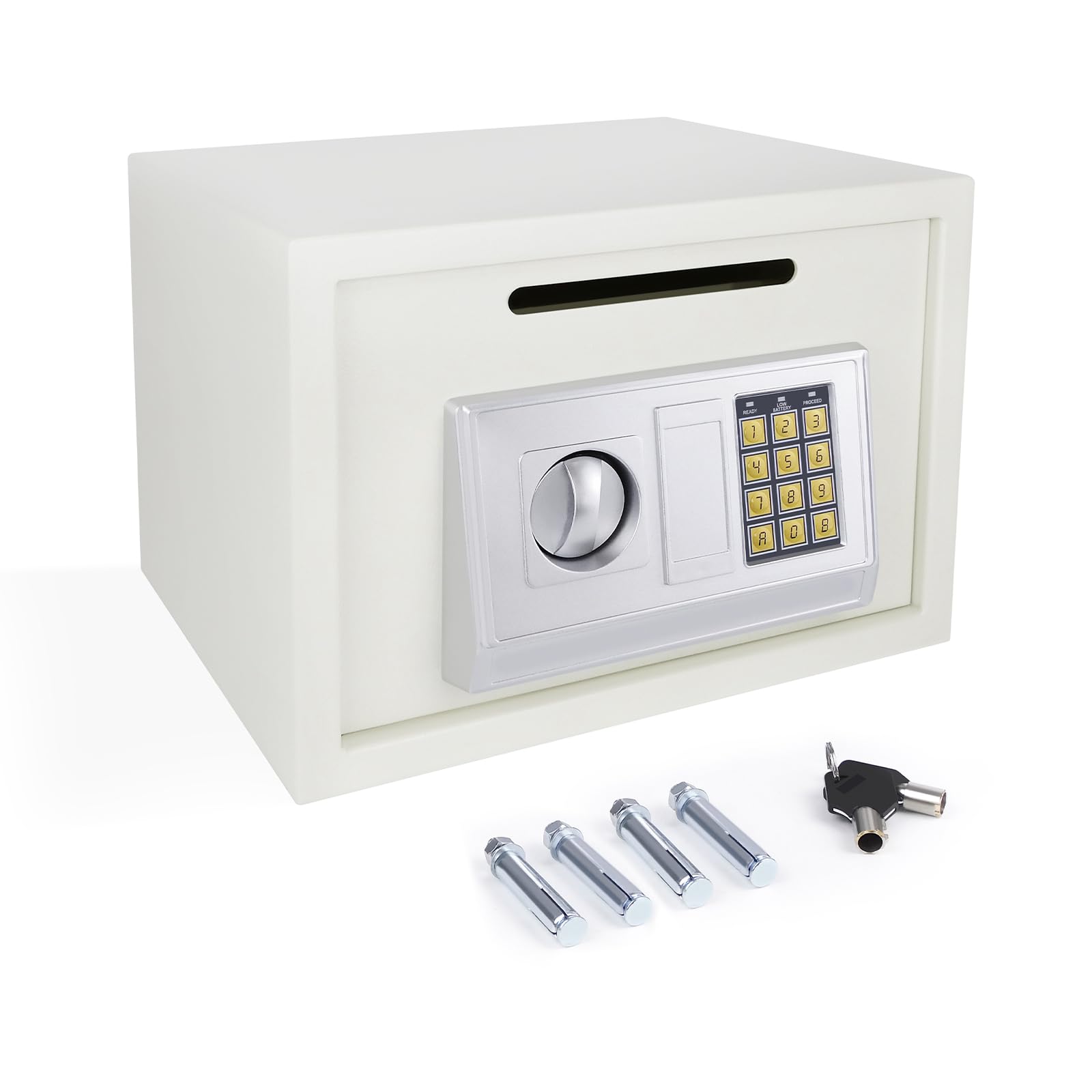 16L Safes for Home, Large White Safe Waterproof Household Small Safes, Steel Safe Box with Key and Digital Keypad Lock Cash Box, Fireproof Box for Collectibles/Jewelry/Cash/Document (35x25x25cm) — image 1