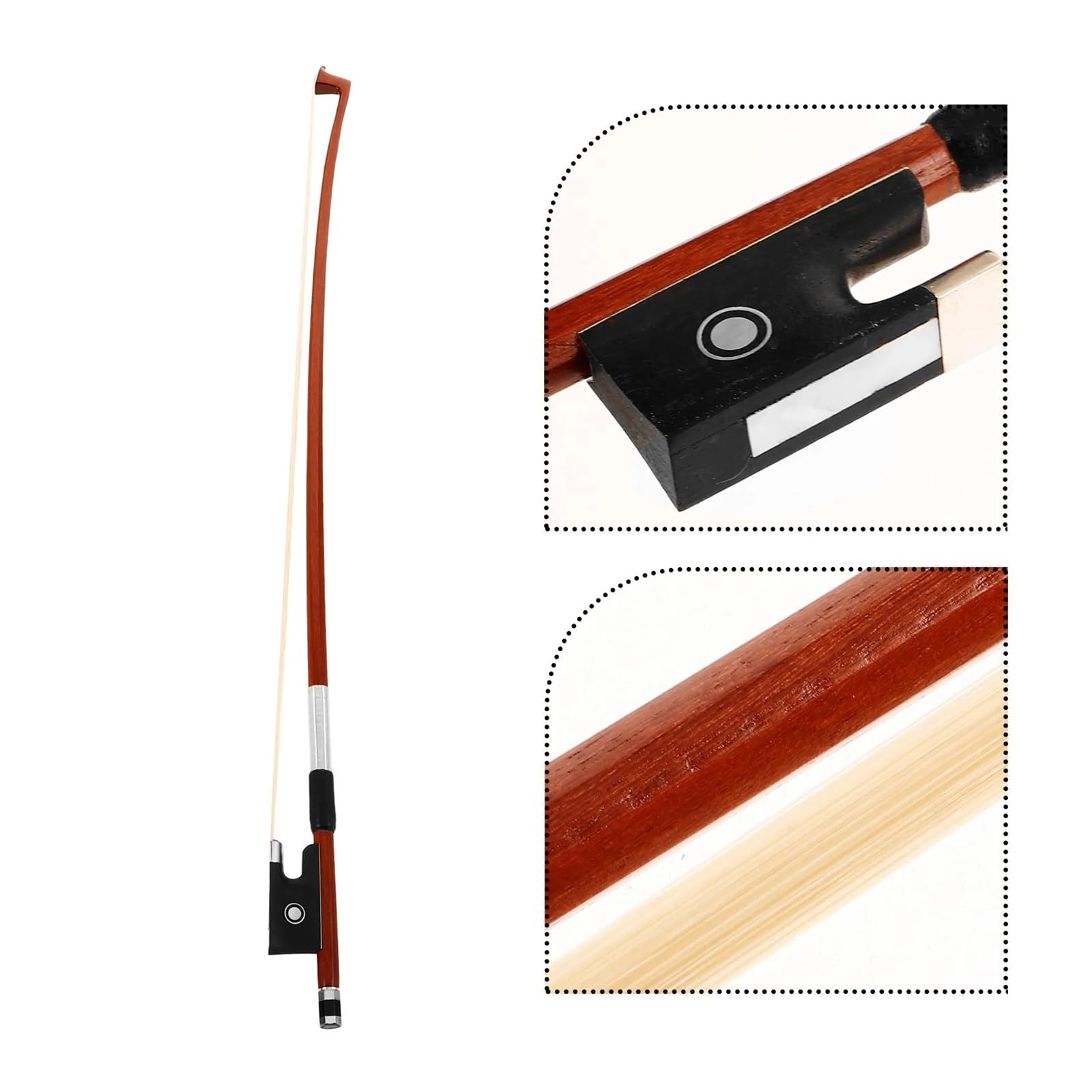 Violinbogen, gerader Holzkörper, Haar, lauter, klarer Ton, Ersatzinstrumententeil, Violinbogen-Ersatz(Black)