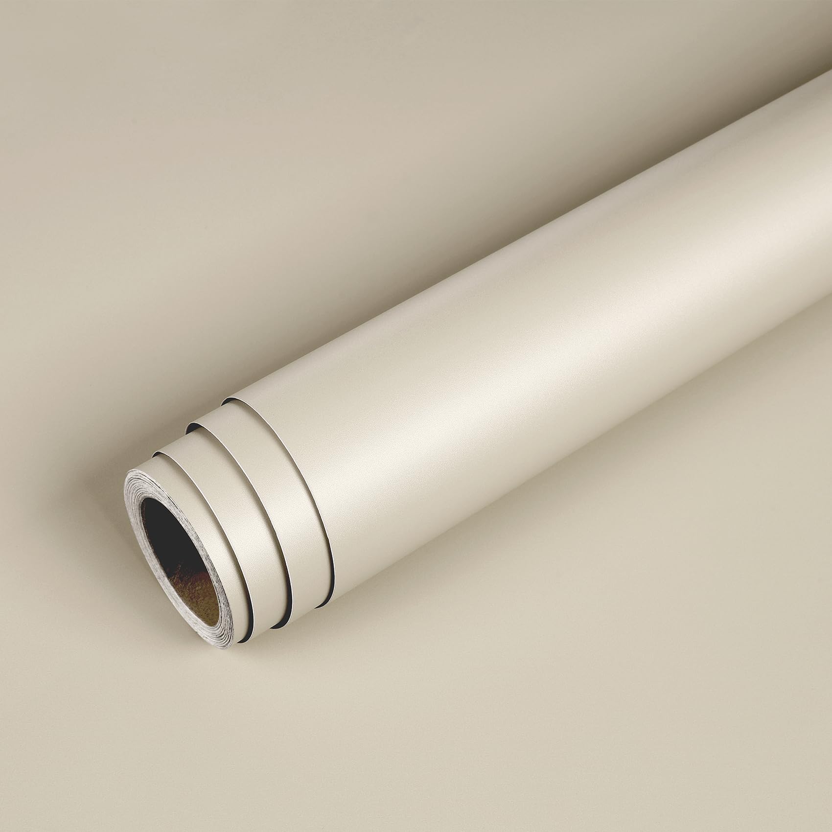 Livelynine Papier Adhésif pour Meuble Beige Mat Vinyle 40cm x 2m Imperméable Rouleau Décoratif