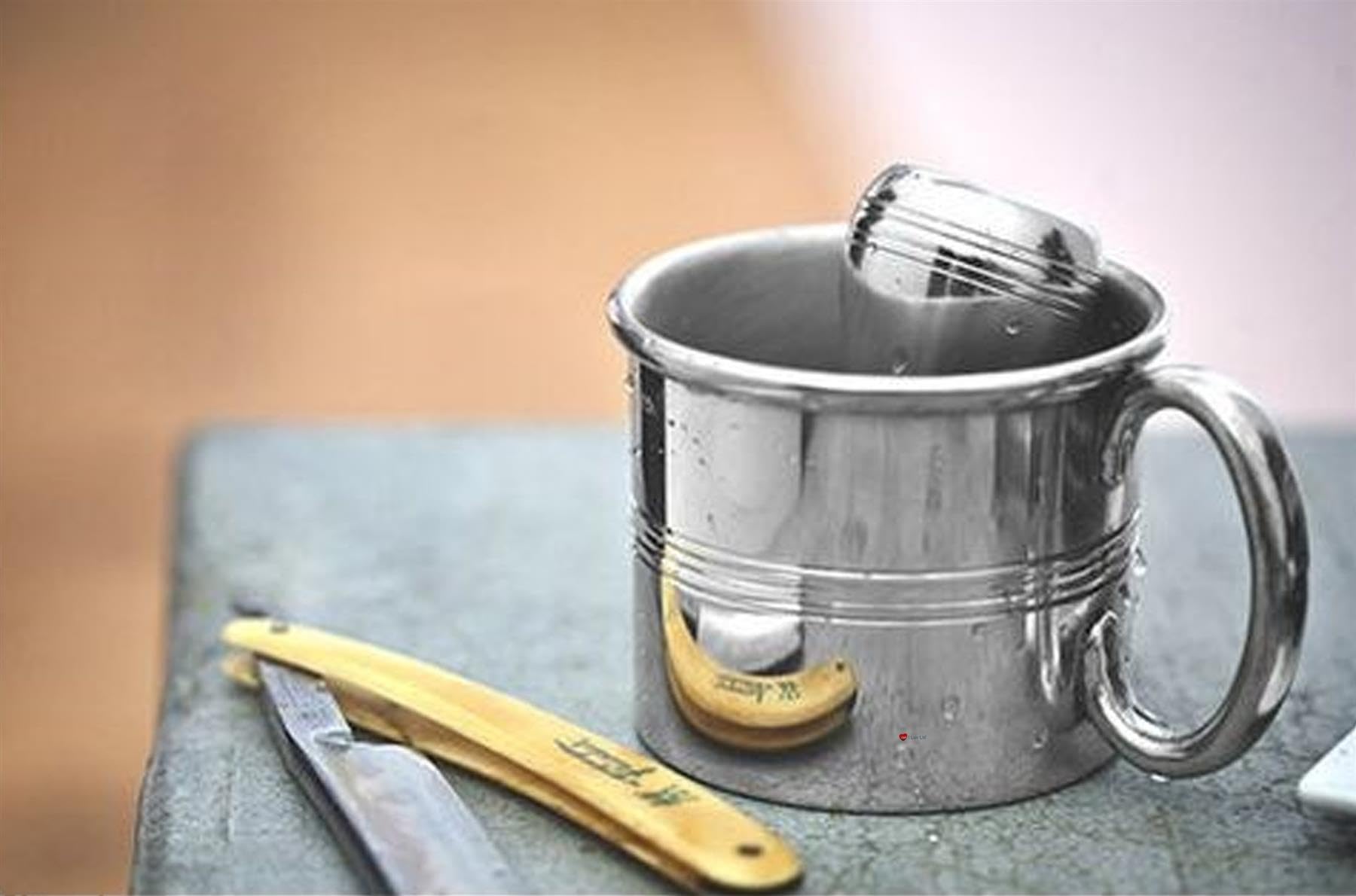 I LUV LTD Shaving Mug with Handle in Pewter Classic Mens Shaving Mug for Creating Rich Lather Bathroom Accessory